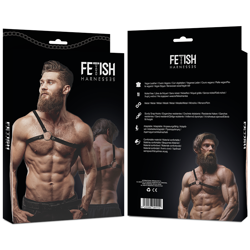 FETISH SUBMISSIVE - ATTITUDE MENS CROSSED SHOULDER ECO LEATHER ARNESS
