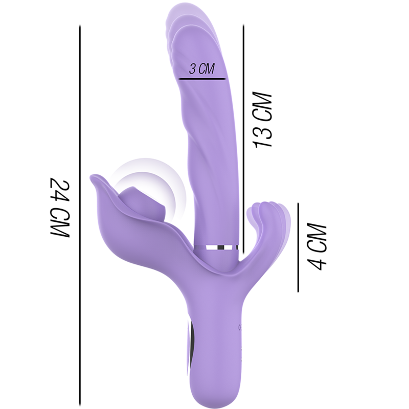 INTENSE - VIBRADOR MULTIFUNCIONAL RECARREGÁVEL BILLIE ESTIMULANDO ONDAS COM BOTÃO ROXO