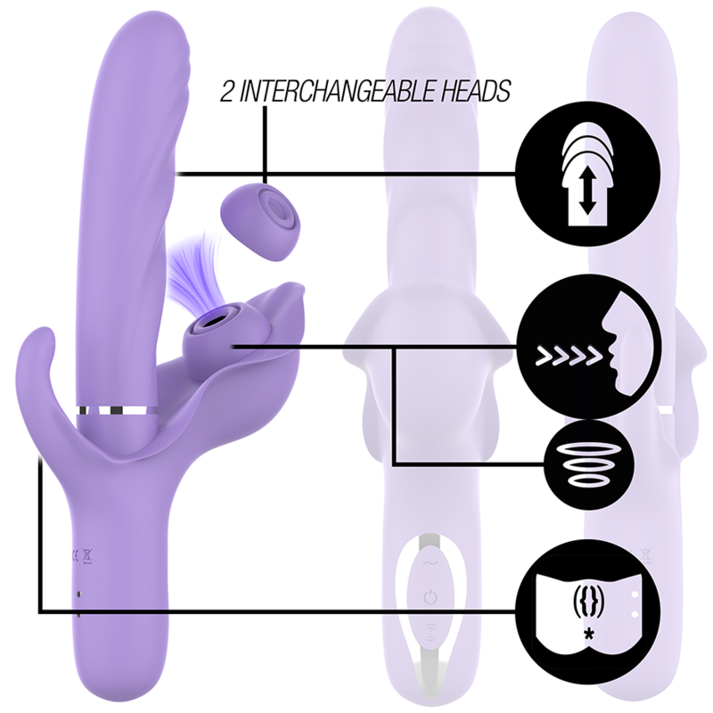 INTENSE - VIBRADOR MULTIFUNCIONAL RECARREGÁVEL BILLIE ESTIMULANDO ONDAS COM BOTÃO ROXO