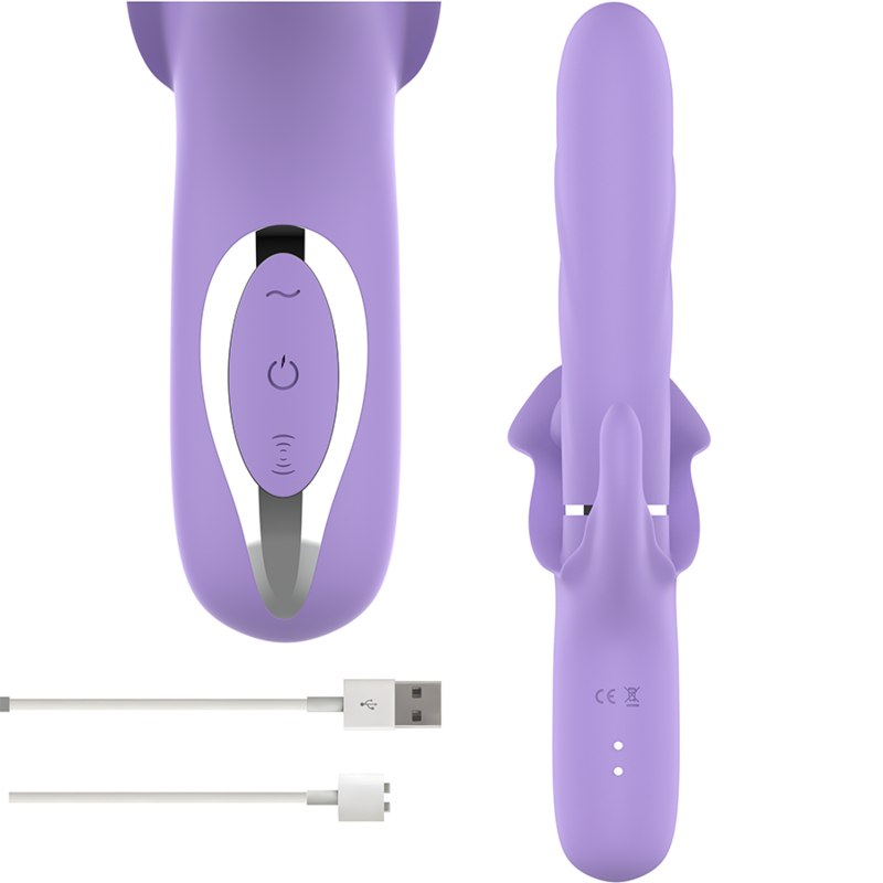 INTENSE - VIBRADOR MULTIFUNCIONAL RECARREGÁVEL BILLIE ESTIMULANDO ONDAS COM BOTÃO ROXO