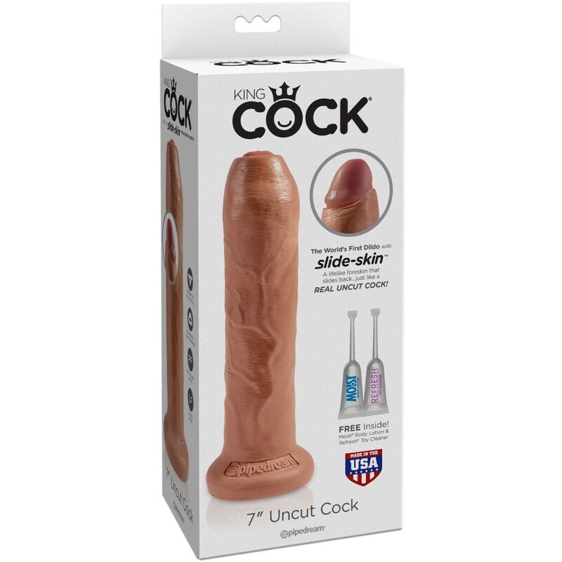 KING COCK - PÊNIS REALÍSTICO SEM CORTES 17.8 CM CARAMELO