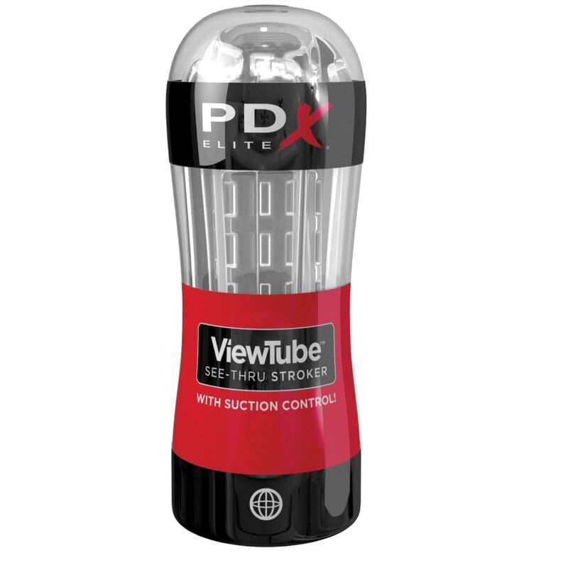 PDX ELITE - STROKER MASTURBADOR VIEWTUBE CONTROLE ONDAS ESTIMULANTES TRANSPARENTES