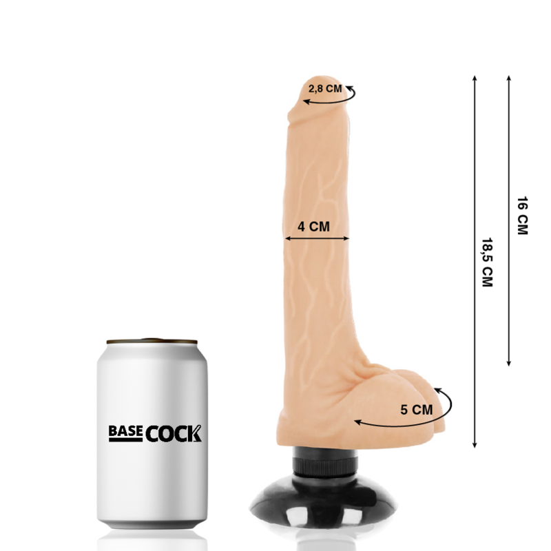BASECOCK - VIBRADOR REALÍSTICO 2-1 Claro 18.5 CM -O- 4 CM