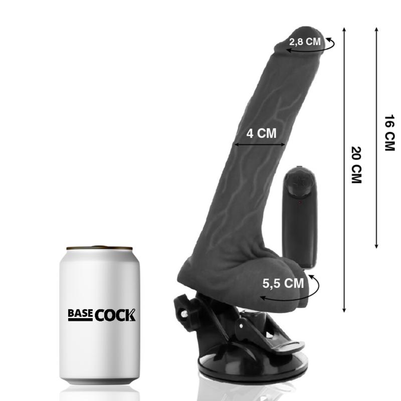 BASECOCK - VIBRADOR DE CONTROLE REMOTO Claro REALISTA COM TESTÍCULOS 20 CM -O- 4 CM