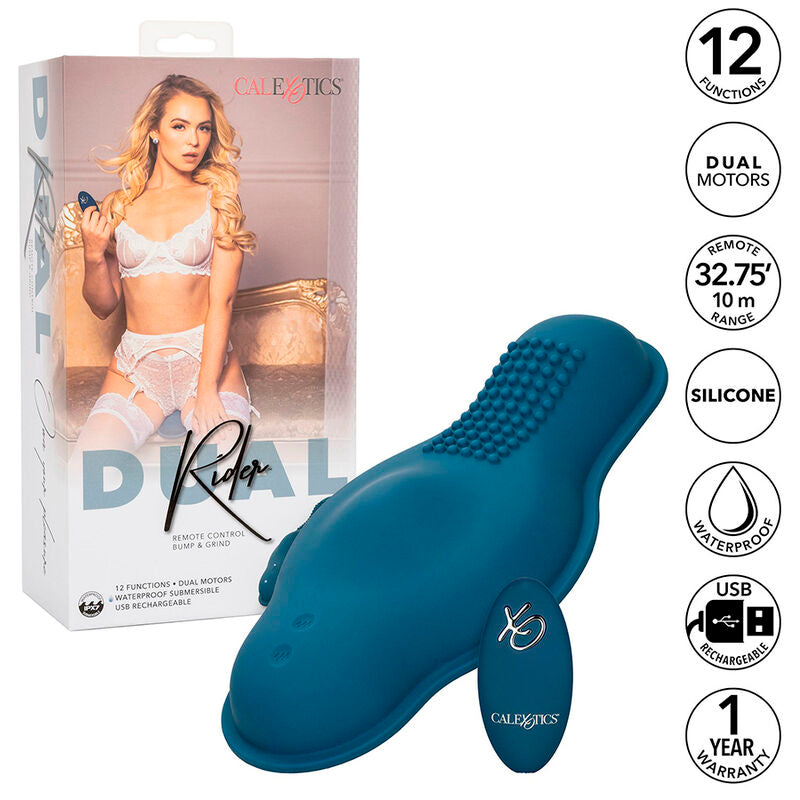 CALEXOTICS - RIDER MASSAGER DUPLO MOTOR CONTROLE REMOTO Azul