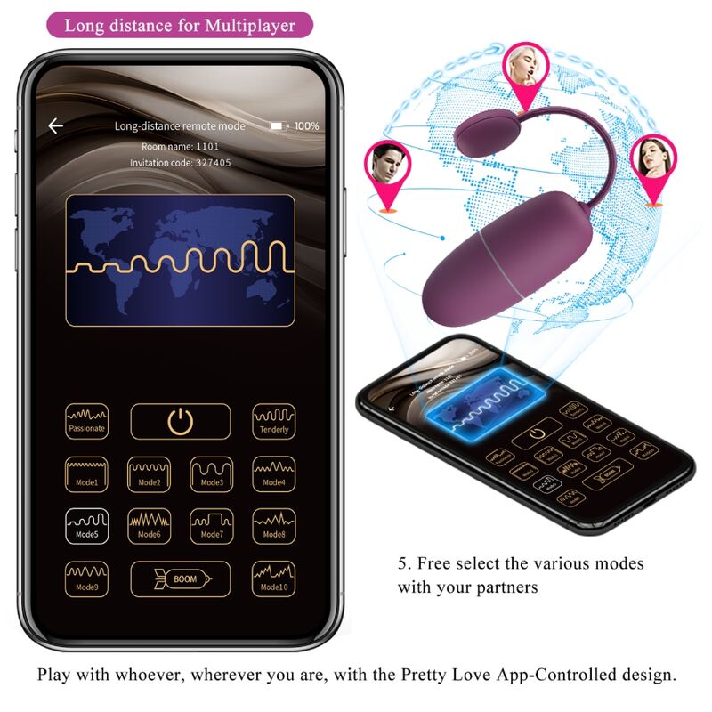 PRETTY LOVE - NYMPH OVO VIBRANTE APP CONTROLADO Lilás