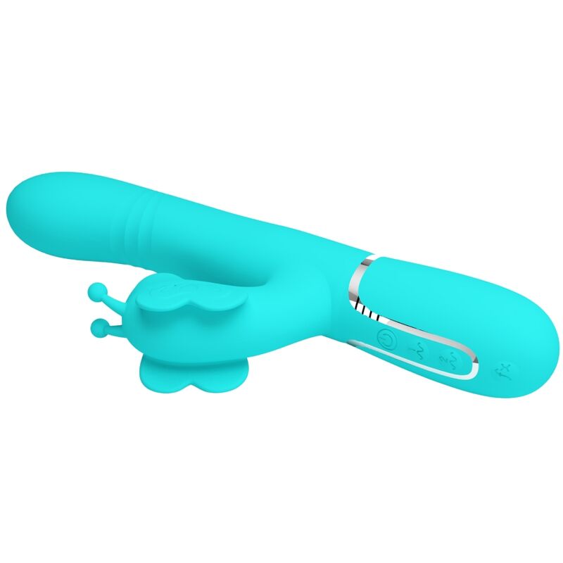 PRETTY LOVE - VIBRADOR COELHO MULTIFUNÇÕES 4 EM 1 BUTTERFLY AQUA Verde