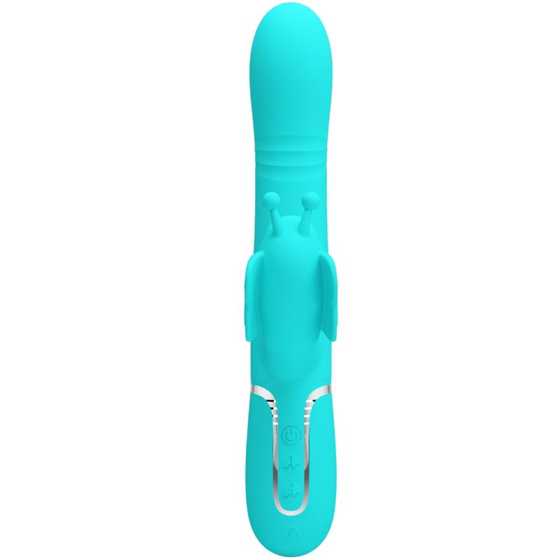PRETTY LOVE - VIBRADOR COELHO MULTIFUNÇÕES 4 EM 1 BUTTERFLY AQUA Verde