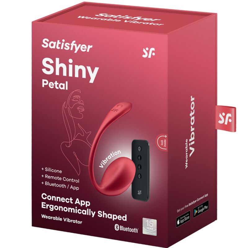 SATISFYER - SHINY PETAL ESTIMULADOR DE CONTROLE REMOTO G POINT VERMELHO APLICATIVO GRATUITO