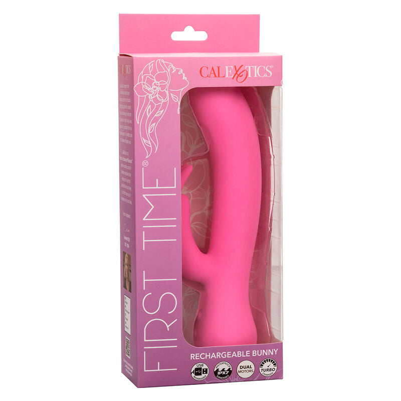 CALEXOTICS - FIRST TIME VIBRADOR COELHO RECARREGÁVEL Rosa