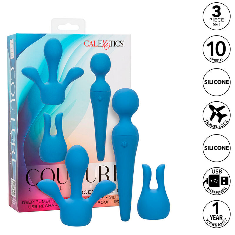 CALEXOTICS - COUTURE KIT VIBRADOR WAND 10 VIBRAÇÕES Azul