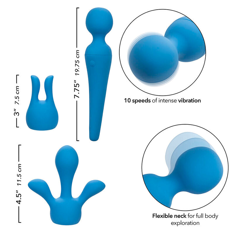 CALEXOTICS - COUTURE KIT VIBRADOR WAND 10 VIBRAÇÕES Azul