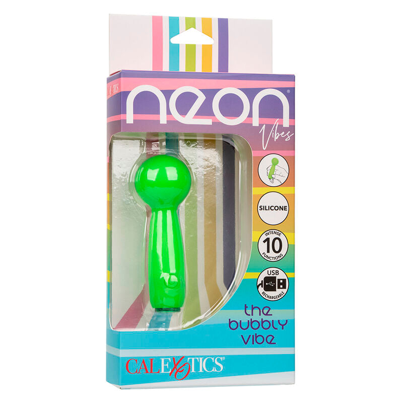 CALEXOTICS - NEON VIBES BUBBLY VIBE O MINI MASSAGEADOR 10 VIBRAÇÕES Verde
