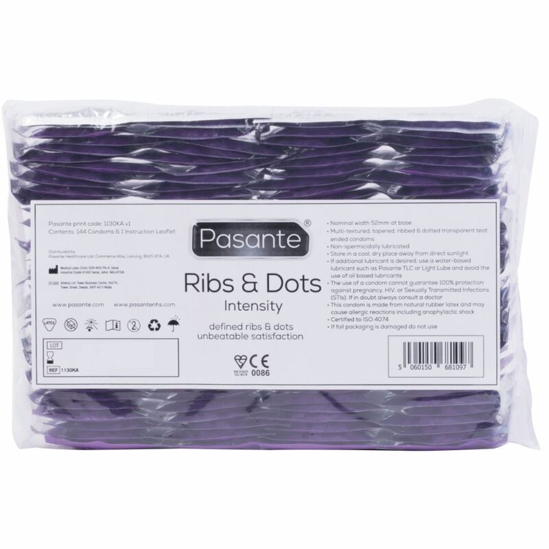 PASANTE - PRESERVATIVOS RIBS & DOTS INTENSITY 144 UNIDADES