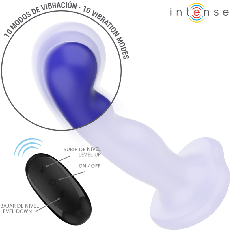 INTENSE - VIBRADOR SHORTY COM VENTOSA Azul CONTROLE REMOTO