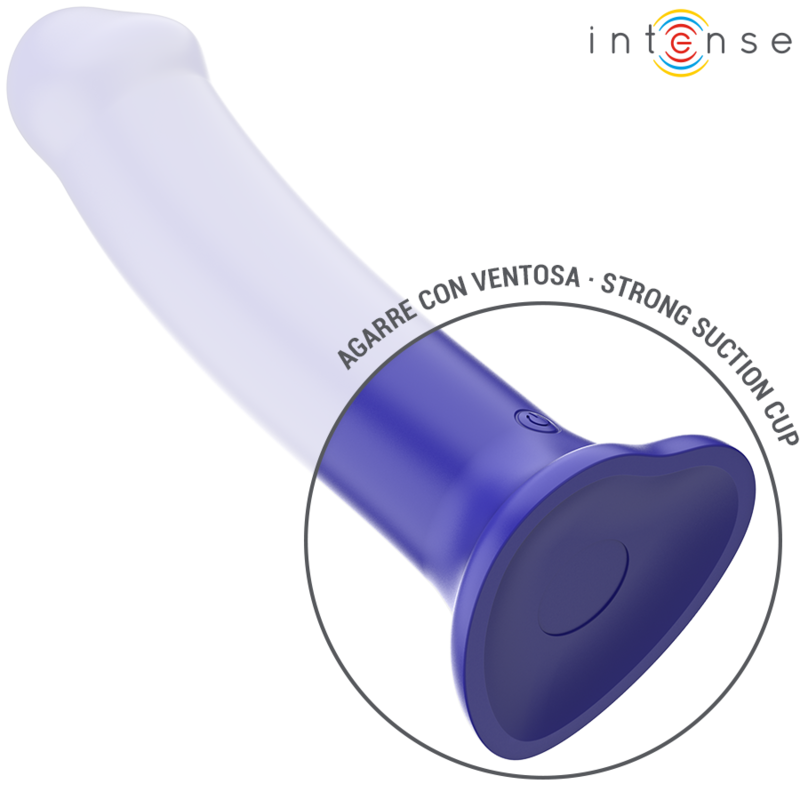 INTENSE - VIBRADOR VICTORIA COM VENTOSA 10 VIBRAÇÕES Azul ESCURO CONTROLE REMOTO