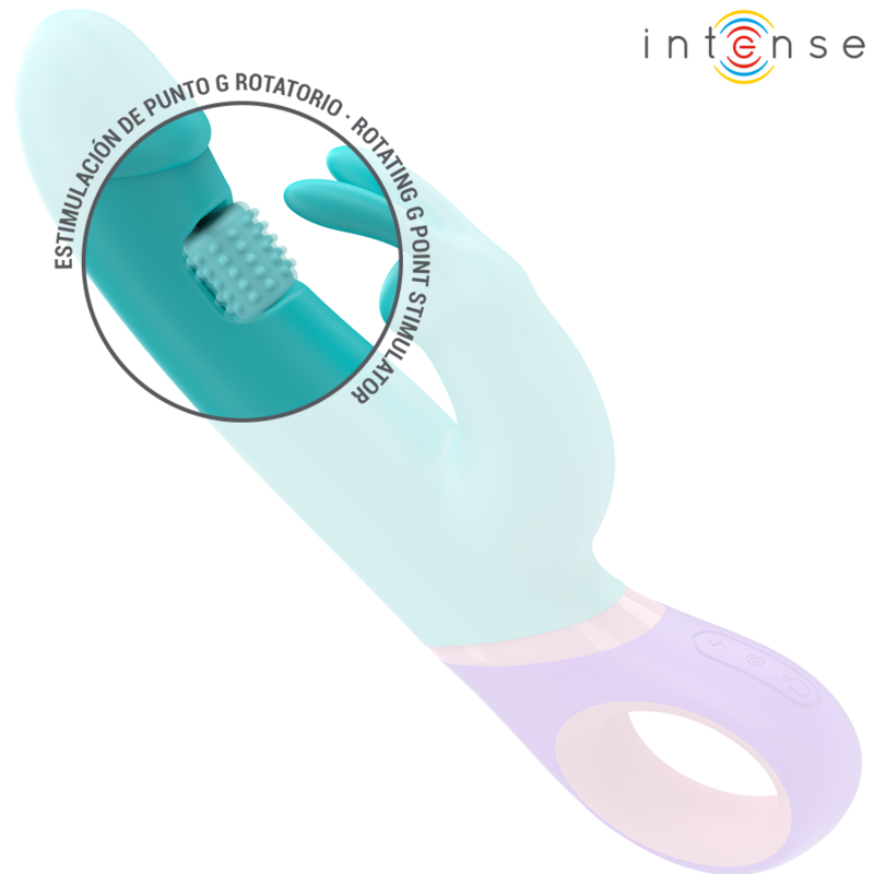 INTENSE - MONICA RABBIT VIBRADOR COM ESTIMULADOR G-SPOT ROTATIVO Azul