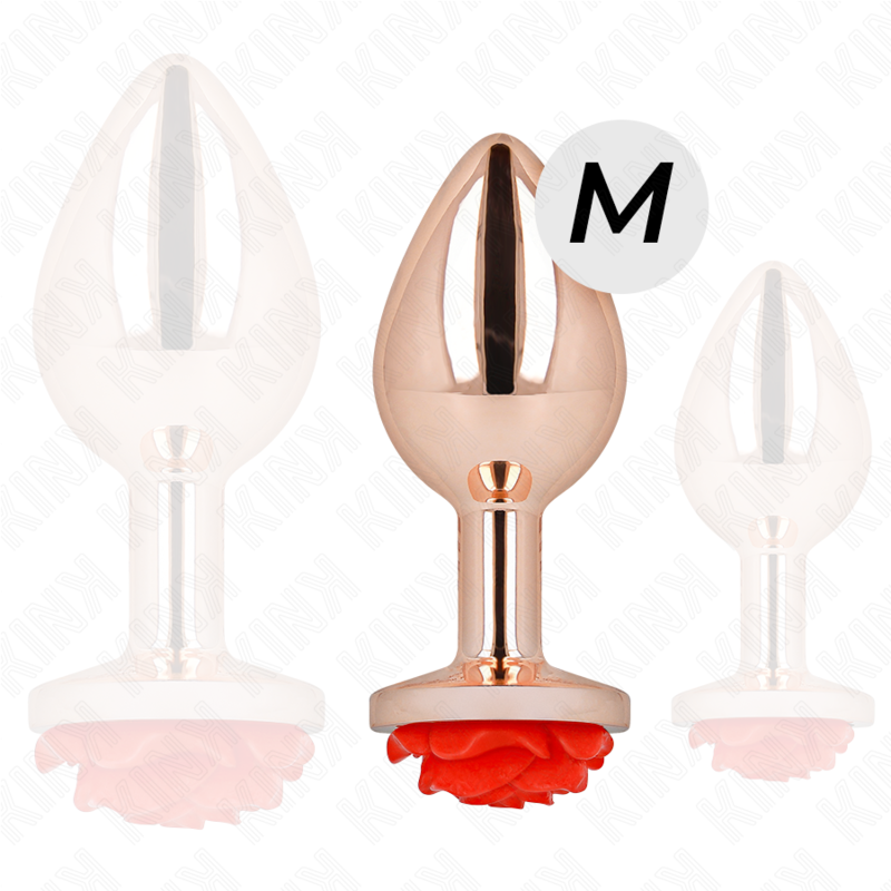 KINK - PLUG ANAL DE OURO Rosa COM Rosa VERMELHA M