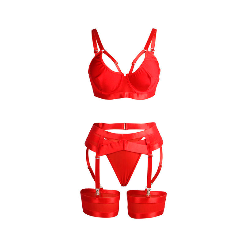 SUBBLIME - 955267 SUTIÃ BONDAGE VERMELHO COM CONJUNTO DE LIGA L/XL