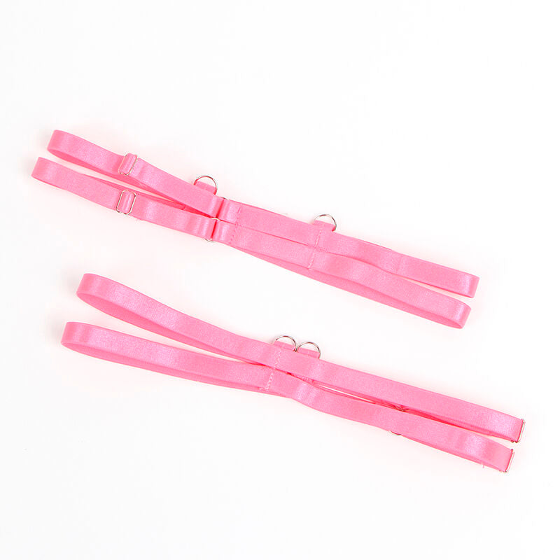 SUBBLIME - 955366 CONJUNTO DE SUTIÃ COM RENDA E LIGAS Rosa E ROXO L/XL