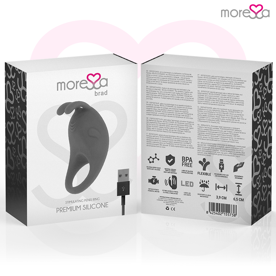 MORESSA - BRAD PREMIUM SILICONE RECARREGVEL PRETO