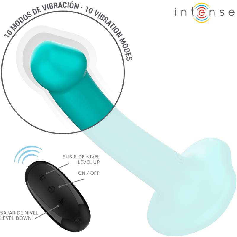 INTENSE - VIBRADOR KATIE COM VENTOSA 10 VIBRAÇÕES CONTROLE REMOTO Azul