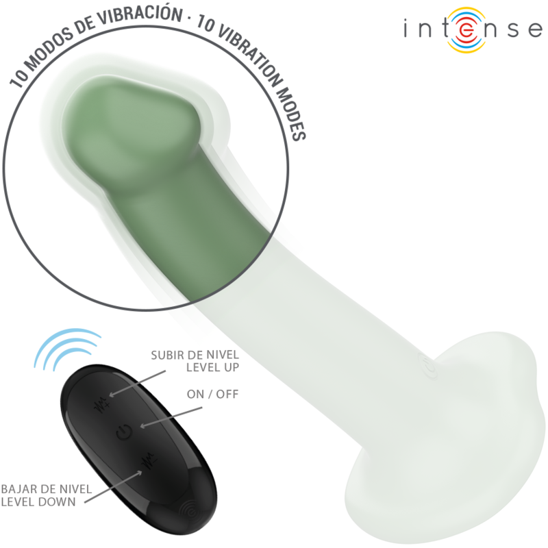 INTENSE - VIBRADOR BECCA COM VENTOSA 10 VIBRAÇÕES Verde CONTROLE REMOTO