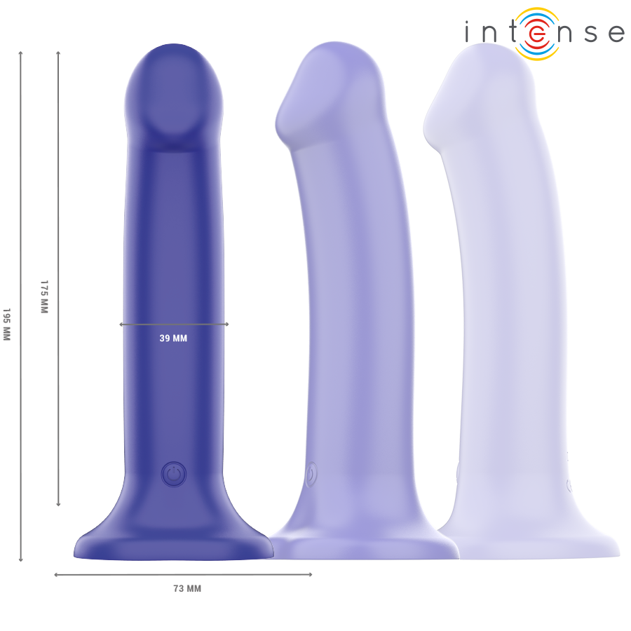 INTENSE - VIBRADOR VICTORIA COM VENTOSA 10 VIBRAÇÕES Azul ESCURO CONTROLE REMOTO
