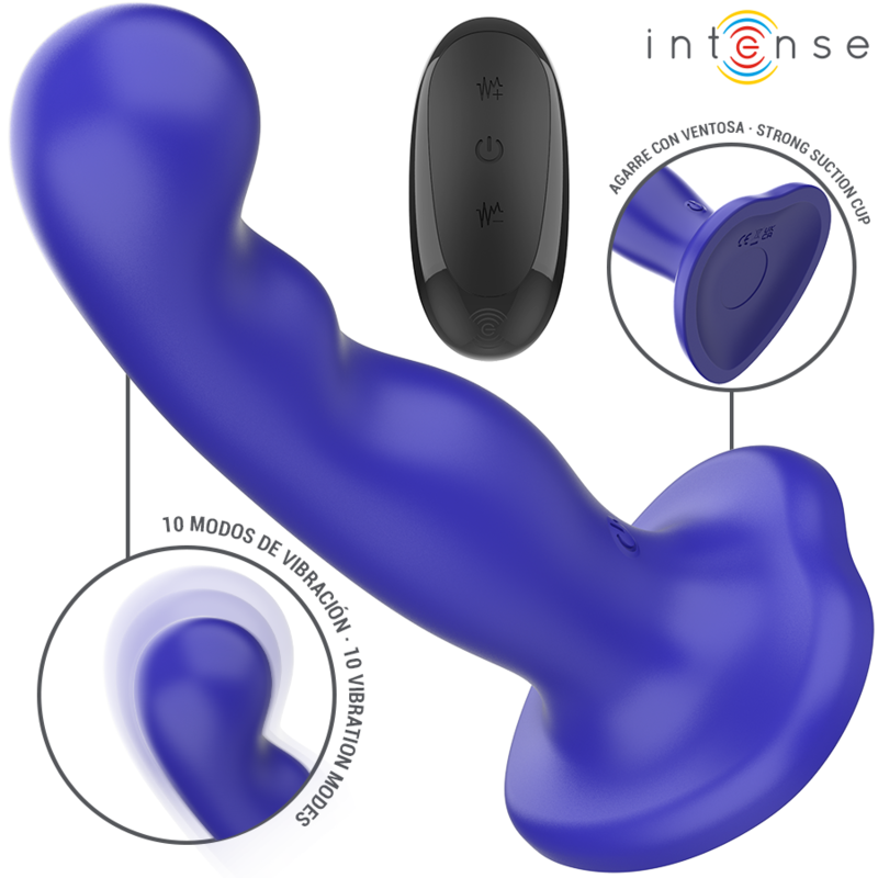 INTENSE - VIBRADOR SHORTY COM VENTOSA Azul CONTROLE REMOTO