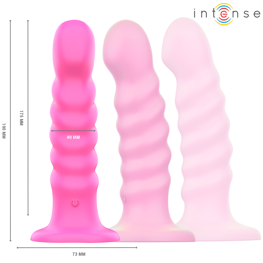 INTENSE - VIBRADOR CINDY TAMANHO L DESIGN ESPIRAL 10 VIBRAÇÕES Rosa CONTROLE REMOTO