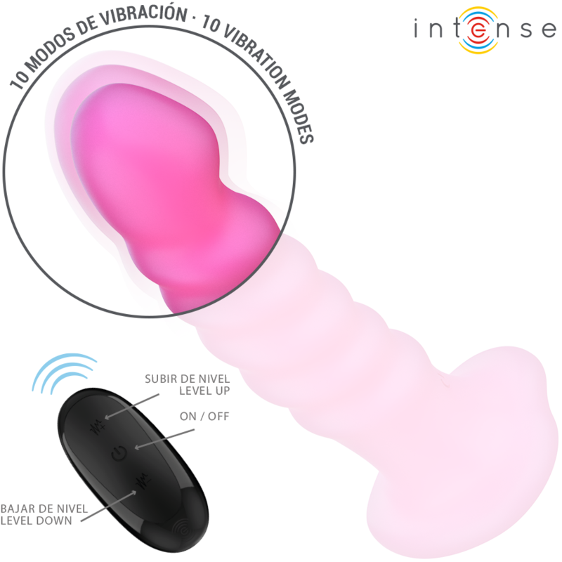 INTENSE - VIBRADOR CINDY TAMANHO L DESIGN ESPIRAL 10 VIBRAÇÕES Rosa CONTROLE REMOTO