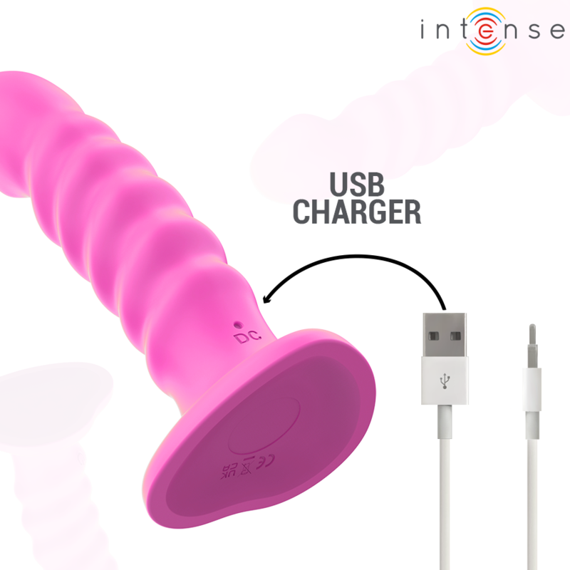 INTENSE - VIBRADOR CINDY TAMANHO L DESIGN ESPIRAL 10 VIBRAÇÕES Rosa CONTROLE REMOTO