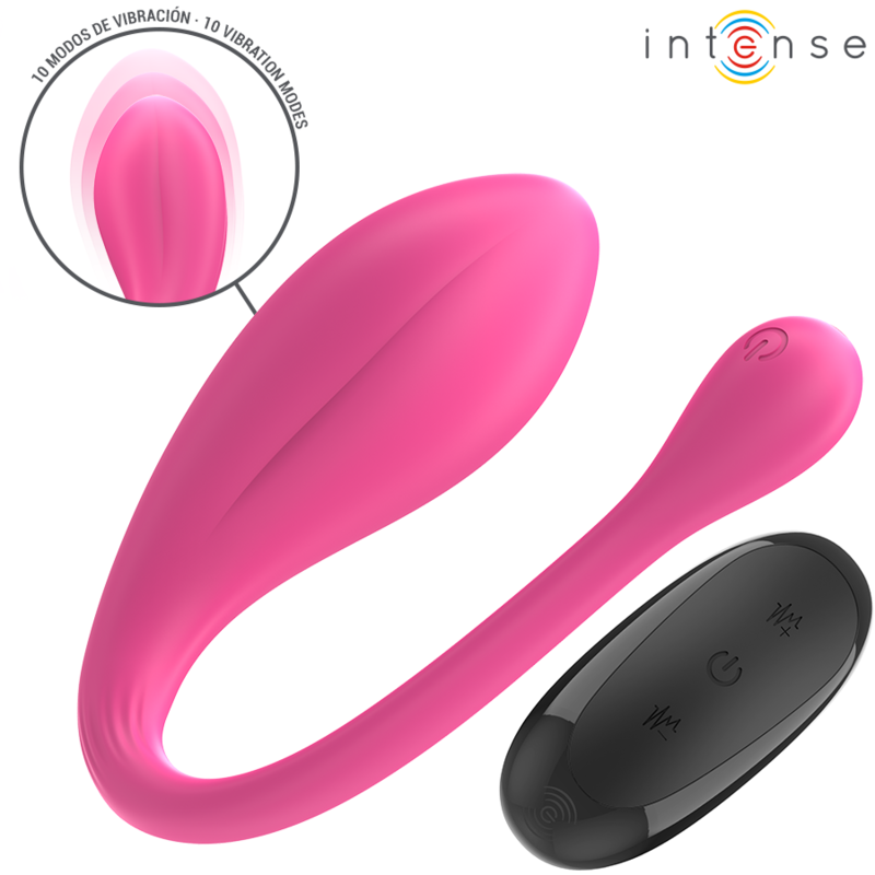 INTENSE - VIBRADOR JANICE U DUPLA ESTIMULAÇÃO 10 VIBRAÇÕES Rosa CONTROLE REMOTO