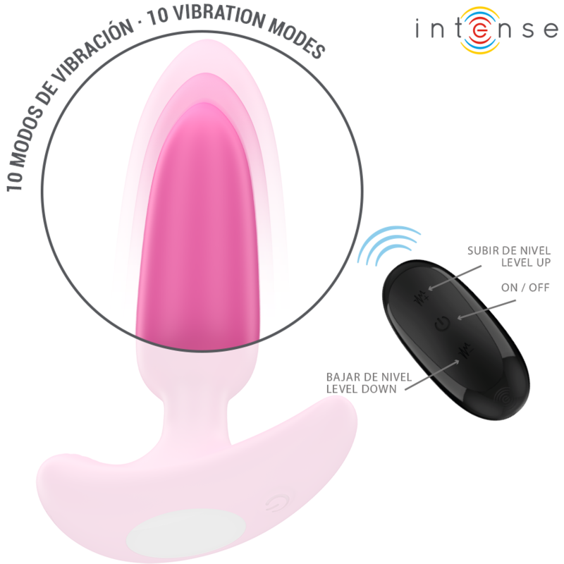 INTENSE - ROSS ANAL PLUG 10 VIBRAÇÕES Rosa CONTROLE REMOTO