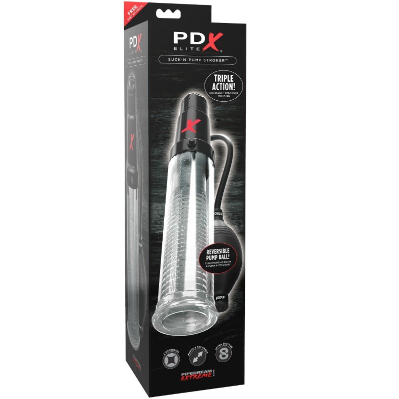 PDX ELITE - SUCK N PUMP STROKER MASTURBADOR VIBRADOR BOMBA DE ONDAS ESTIMULANTE