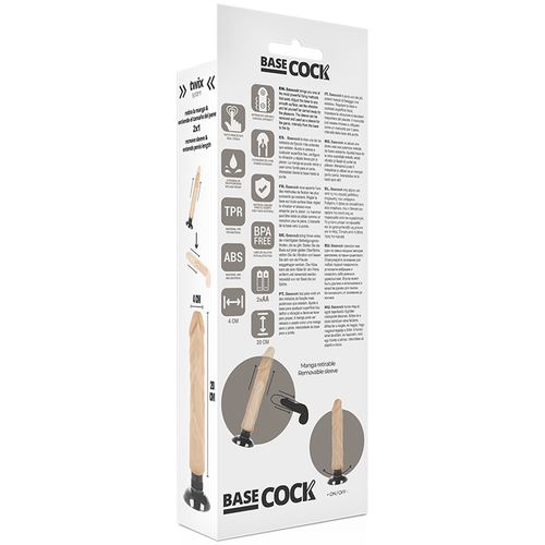 BASECOCK - VIBRADOR REALÍSTICO 2-1 Claro 20 CM -O- 4 CM