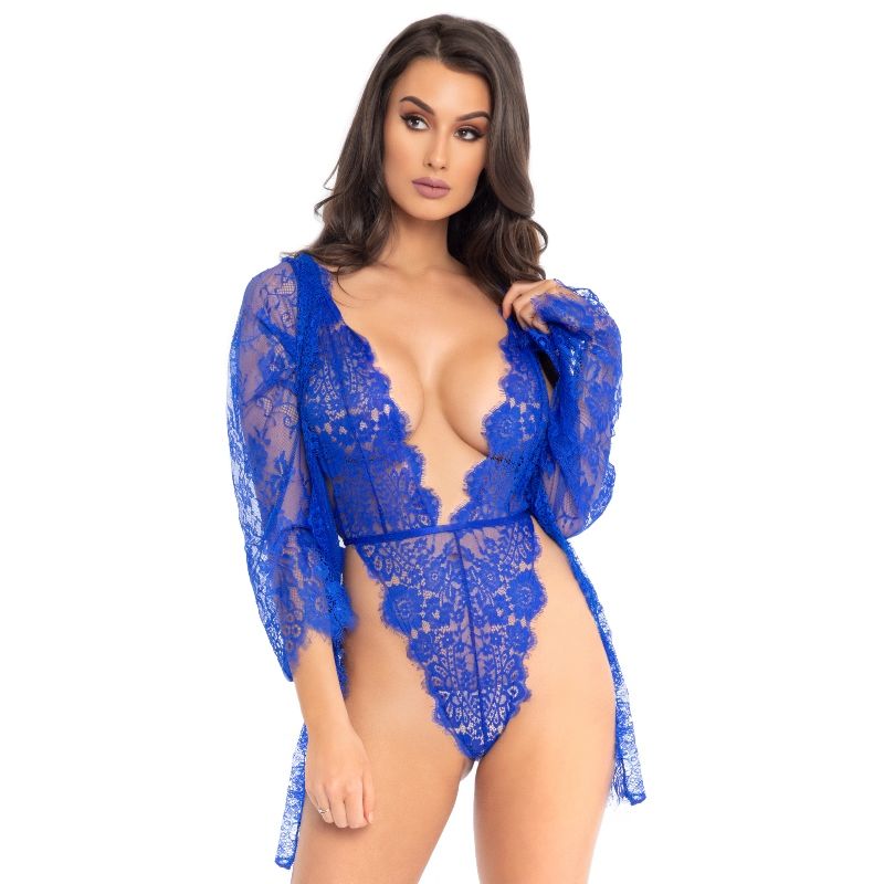 LEG AVENUE - TEDDY E ROBE Azul L